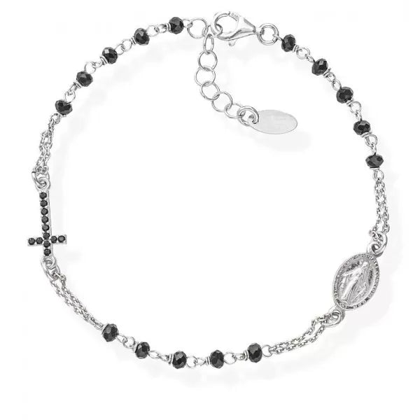 AMEN - Bracciale Amen rosario in argento con cristalli BRO25BNZ3