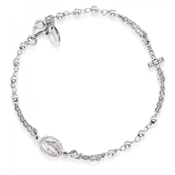PREZIOSI ARGENTO 925 - Bracciale Rosario in argento con zirconi