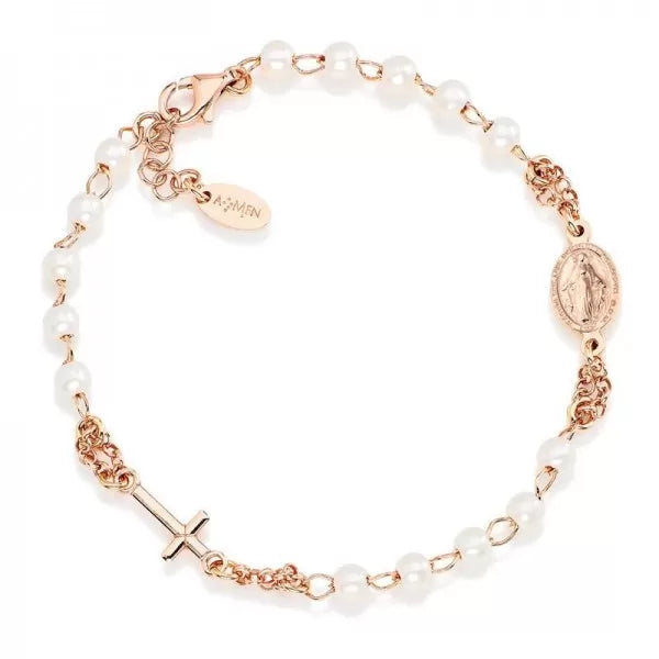 AMEN - Bracciale Rosario Amen in argento e perle donna BRORB3