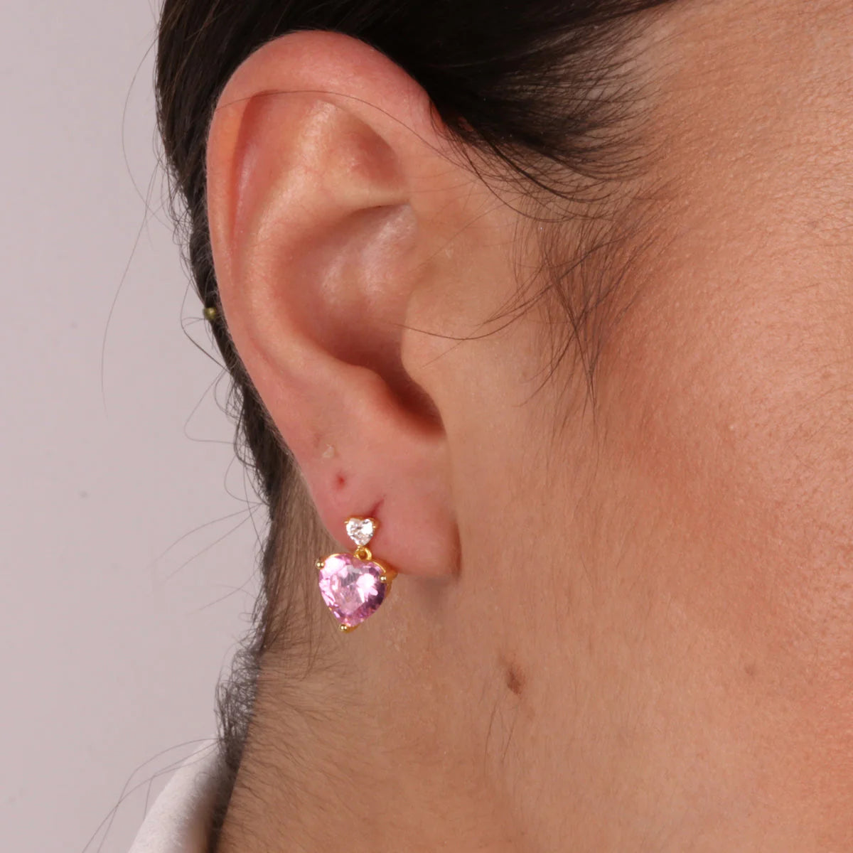 Orecchini in Argento 925 con punte luce a cuore di colore rosa