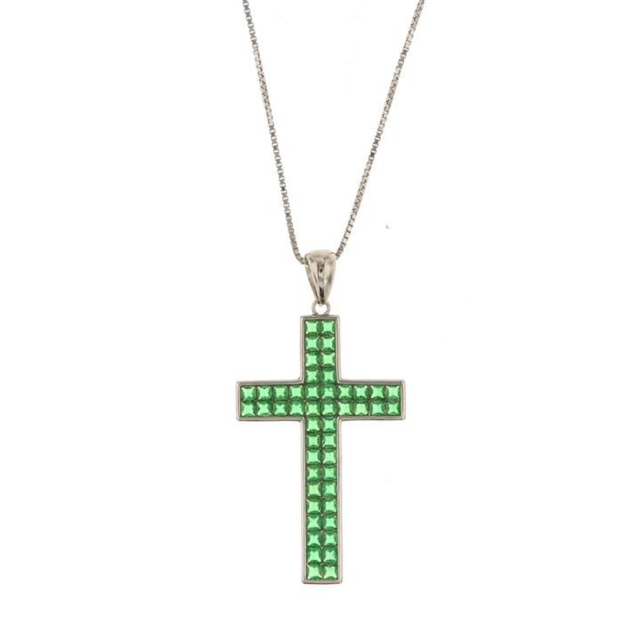 Collana in Argento 925 con pendente croce zirconata