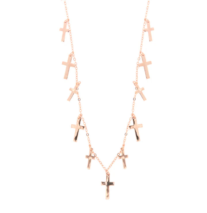 Collana in Argento 925 con giro di croci pendenti lisce