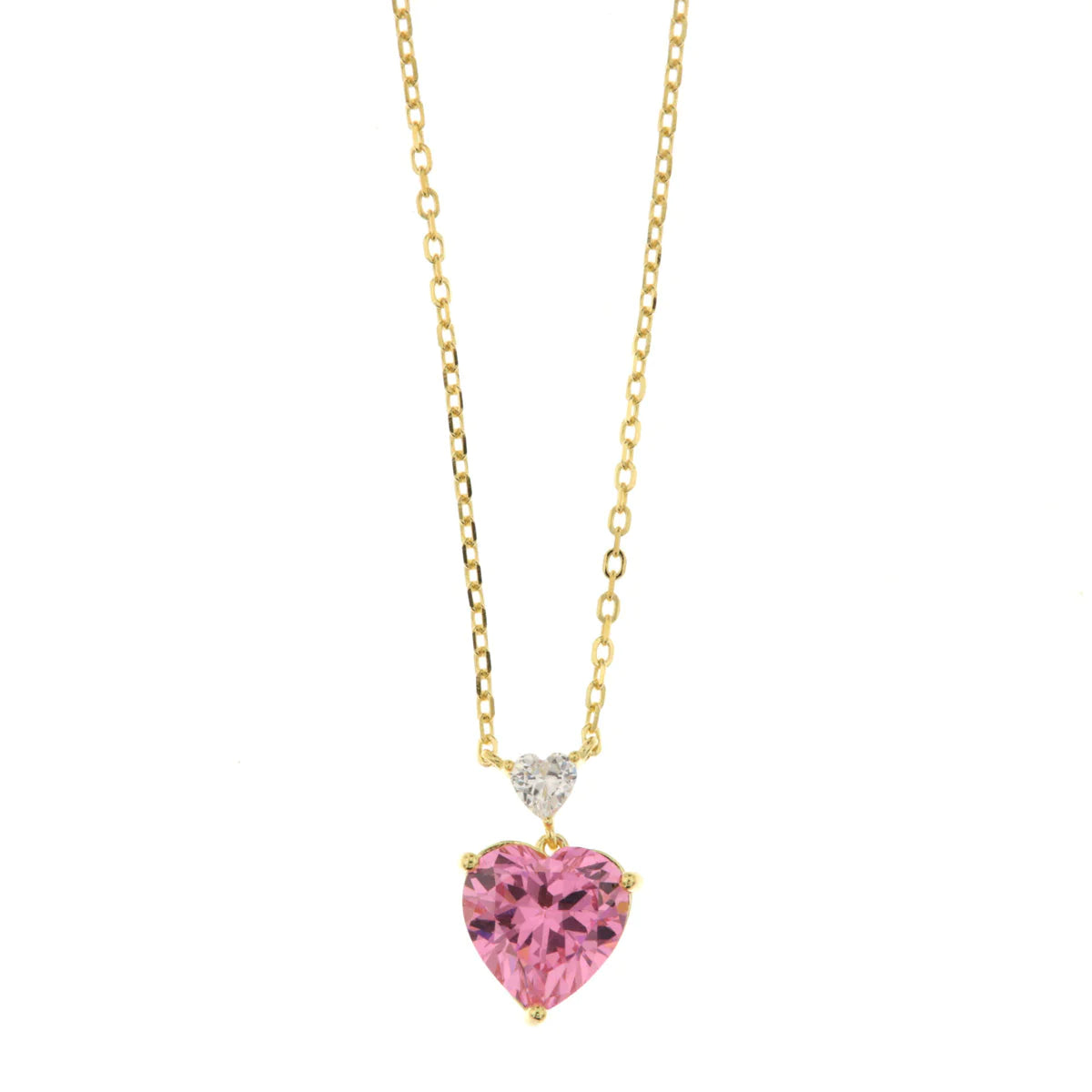 Collana in Argento 925 con cuori in zirconi bianchi e rosa