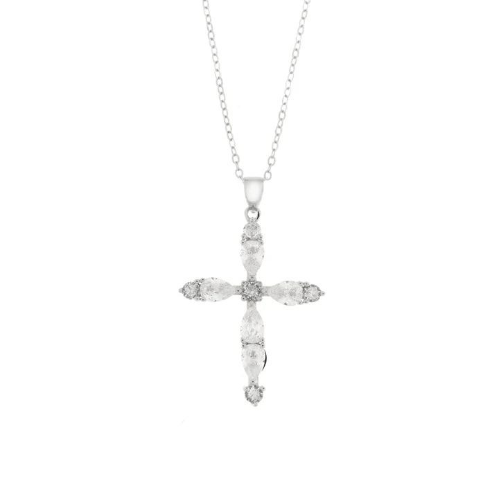 Collana in Argento 925 a forma di croce con zirconi trasparenti