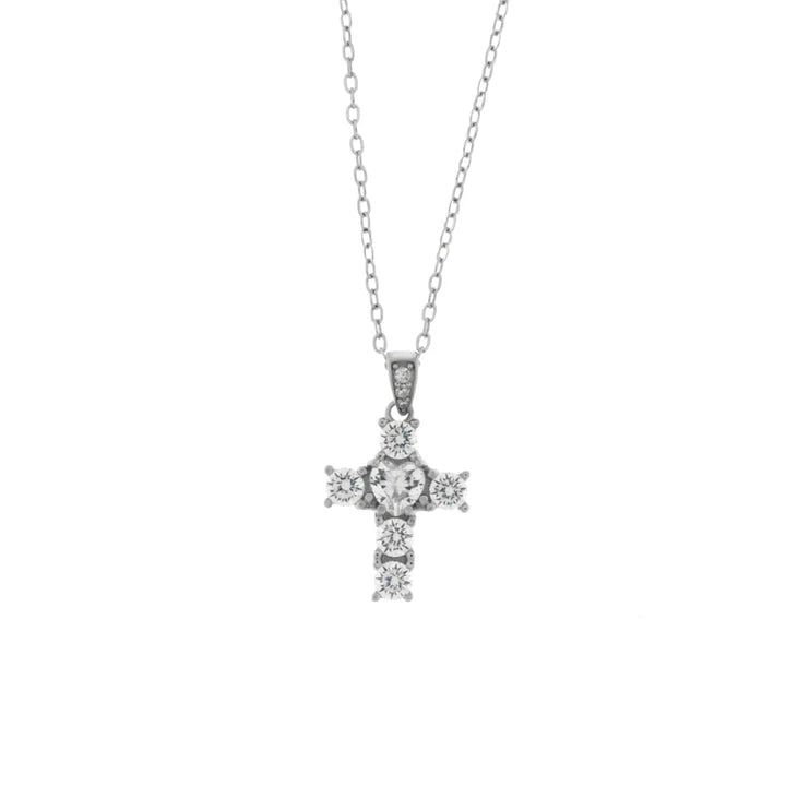 Collana in Argento 925 con croce impreziosito da zirconi