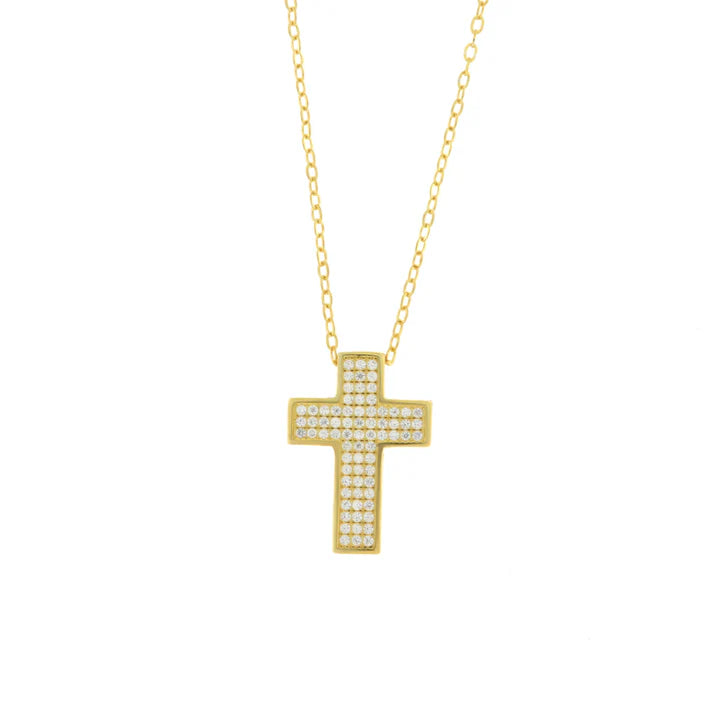 Collana in Argento 925 con croce impreziosita da zirconi