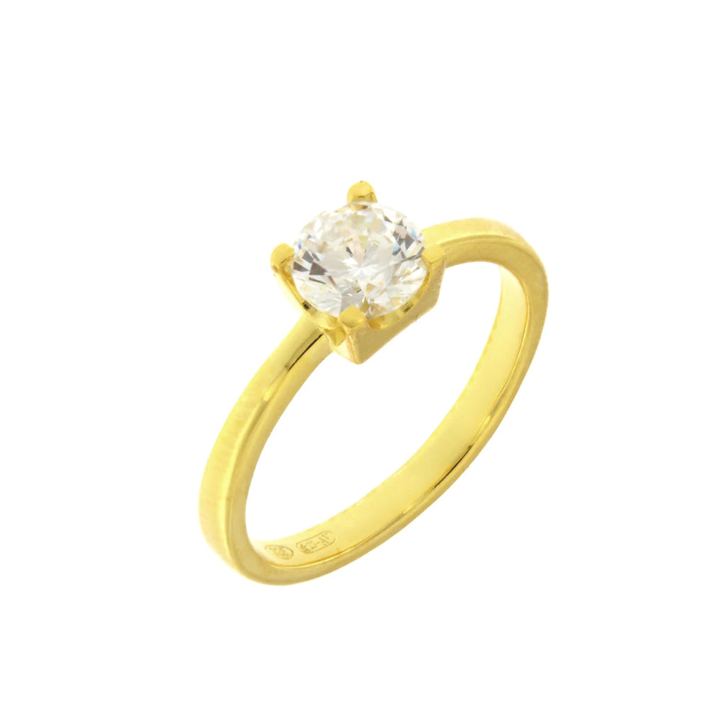 BY SIMON-Anello in Argento 925 solitario con zircone bianco