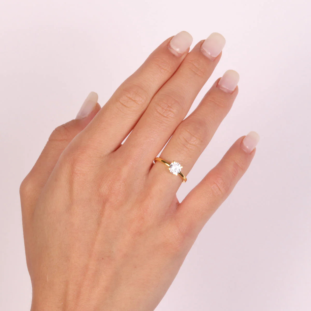 BY SIMON-Anello in Argento 925 solitario con zircone bianco