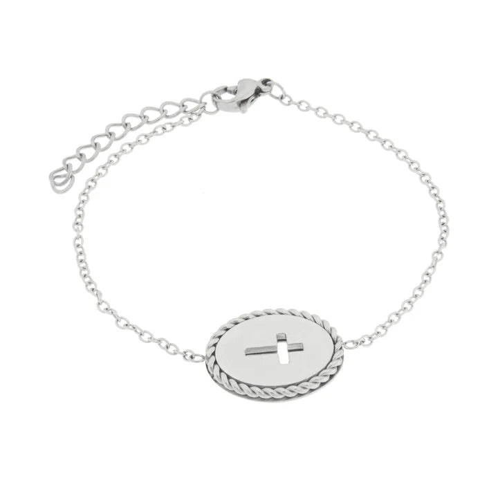 Bracciale in Acciaio con medaglia croce