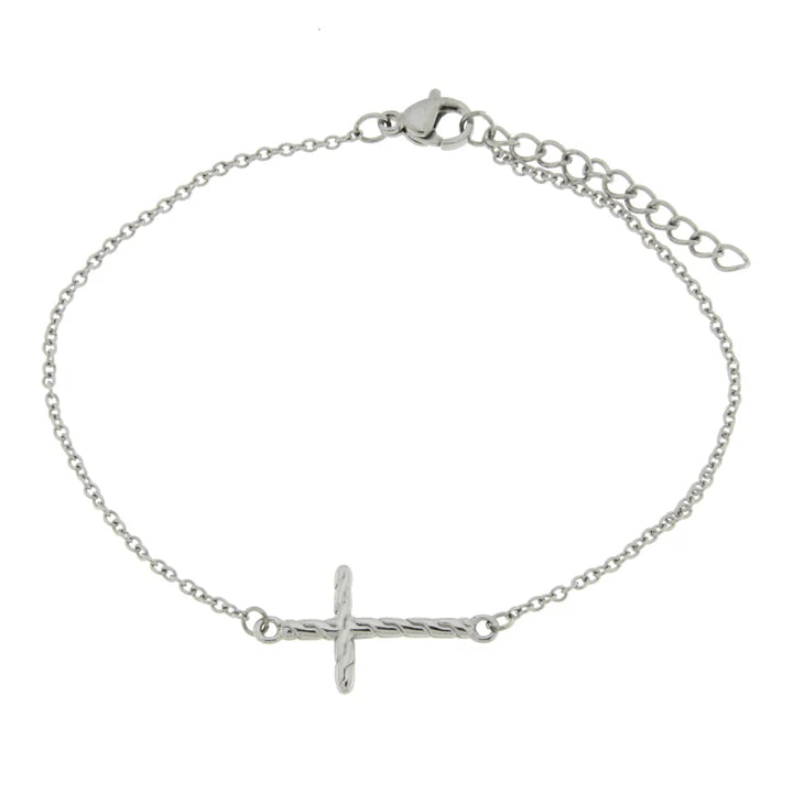 Bracciale in Acciaio con croce sottile