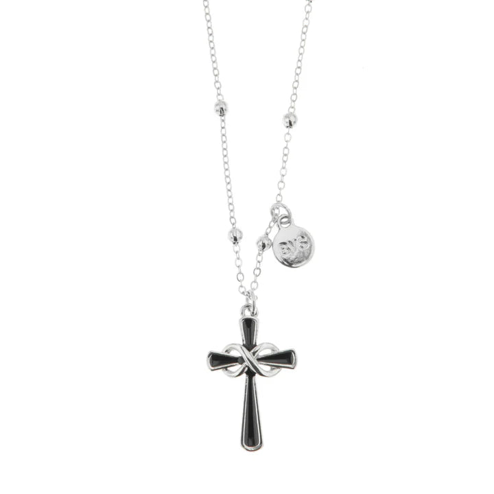 BY SIMON-Collana in Metallo con pendente a forma di croce con infinito