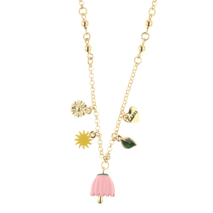 BY SIMON- COLLANA CON CAMPANELLA A FORMA DI FIORE, SOLE E CUORE