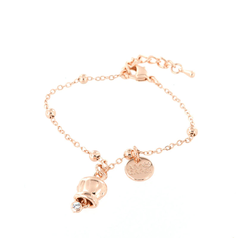 BY SIMON - Bracciale in Metallo con campanella portafortuna pendente, impreziosita da punto luce