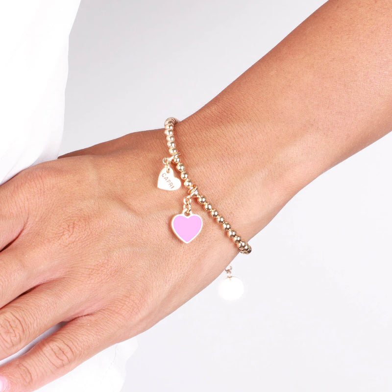 By Simon - Bracciale in Metallo con cuore rosa