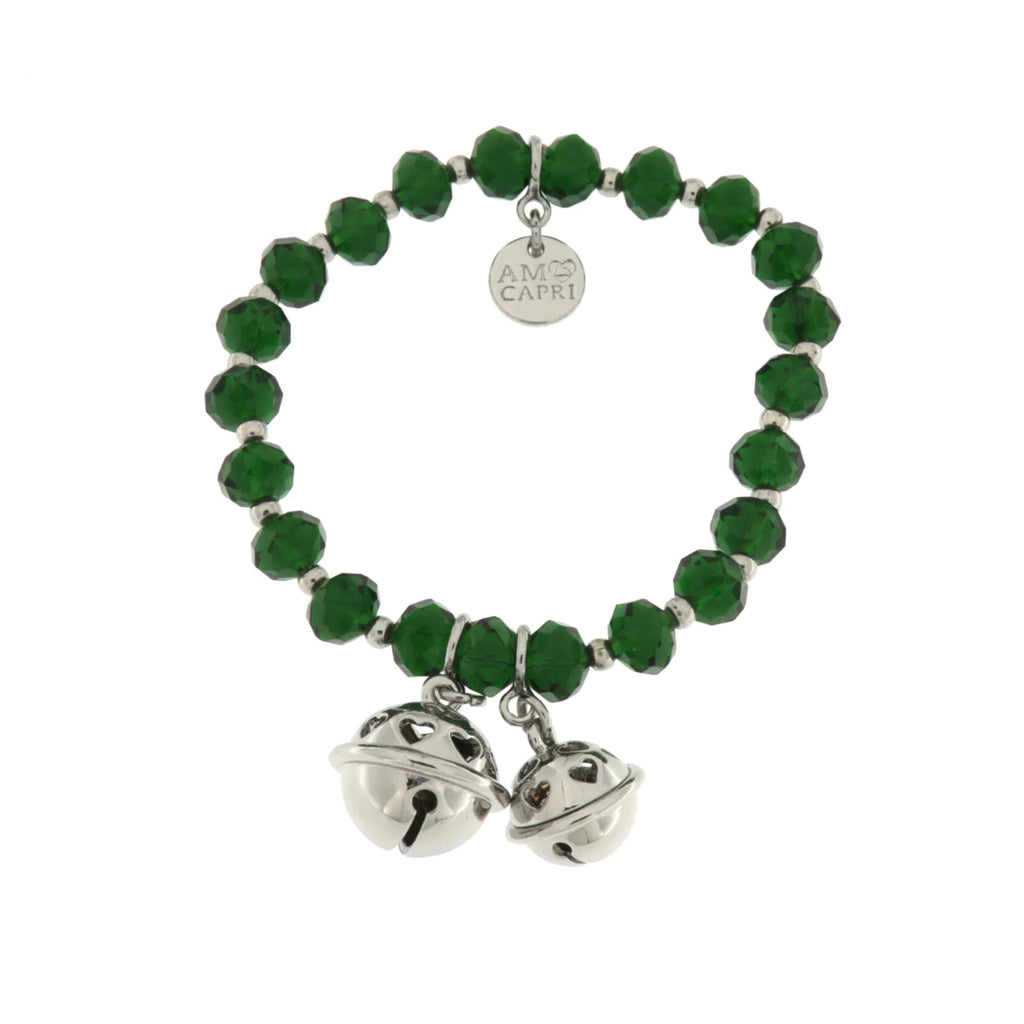 Bracciale in Metallo con sonagli e pietre verdi