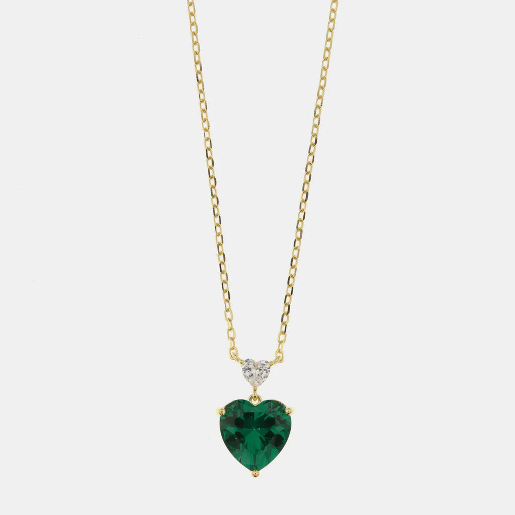 BY SIMON - Collana in Argento 925 con zircone a forma di cuore verde