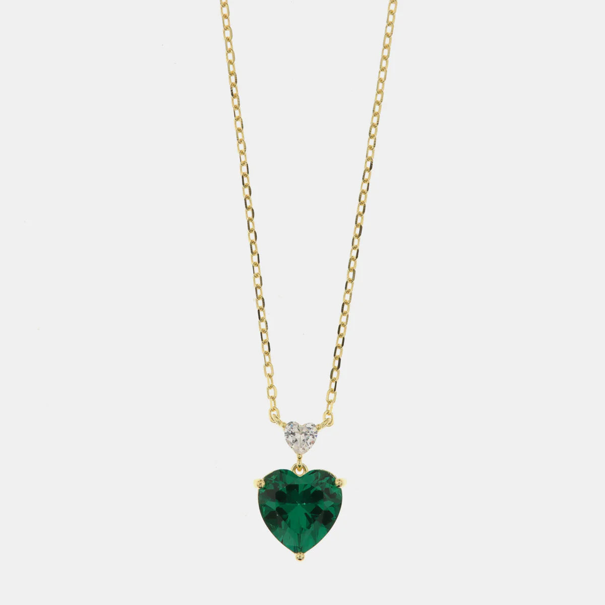 BY SIMON - Collana in Argento 925 con zircone a forma di cuore verde