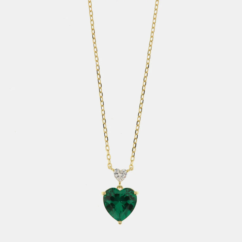 BY SIMON - Collana in Argento 925 con zircone a forma di cuore verde