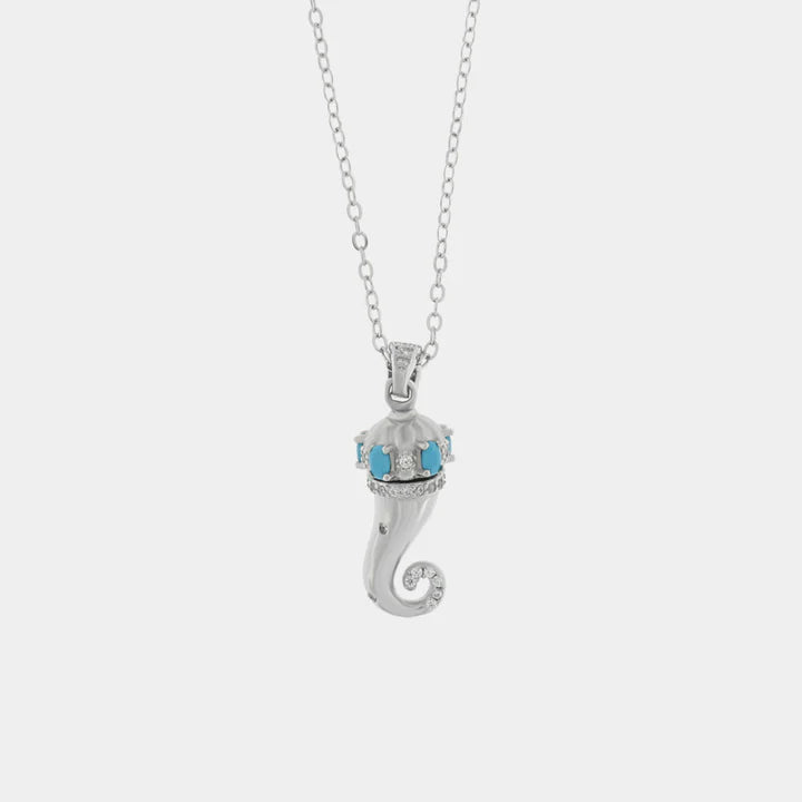 BY SIMON-Collana in Argento 925 con cornetto portafortuna impreziosito da smalto turchese