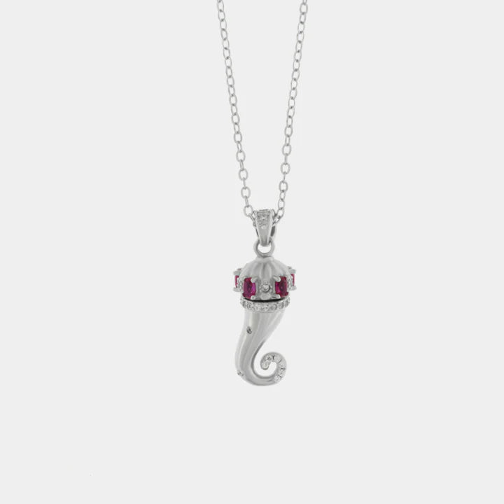 BY SIMON-Collana in Argento 925 con cornetto portafortuna impreziosito da smalto rosso