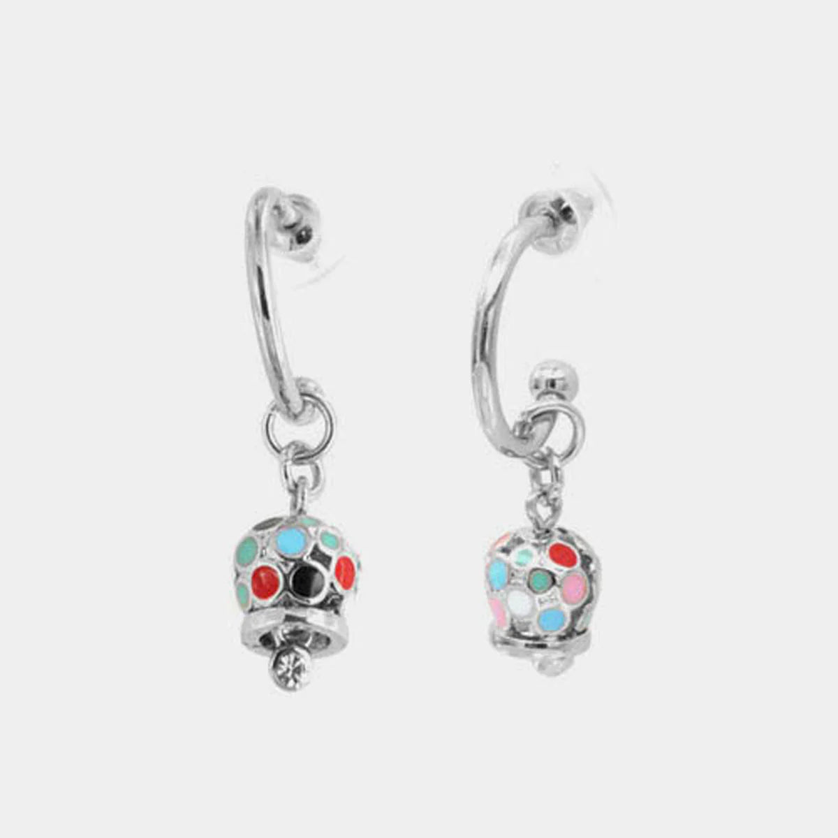 BY SIMON-Orecchini in Metallo cerchietto con campanella pendente, impreziosita da smalti multicolore