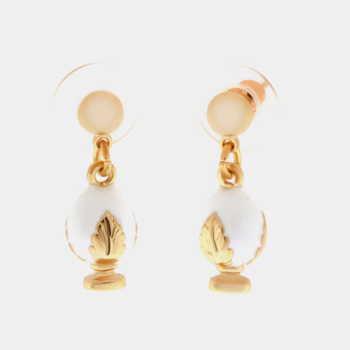 BY SIMON-Orecchini in Metallo con pumo bianco