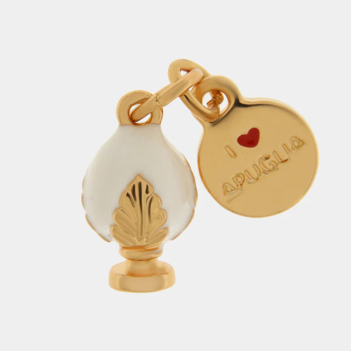 BY SIMON-Ciondolo in Metallo con pumo bianco