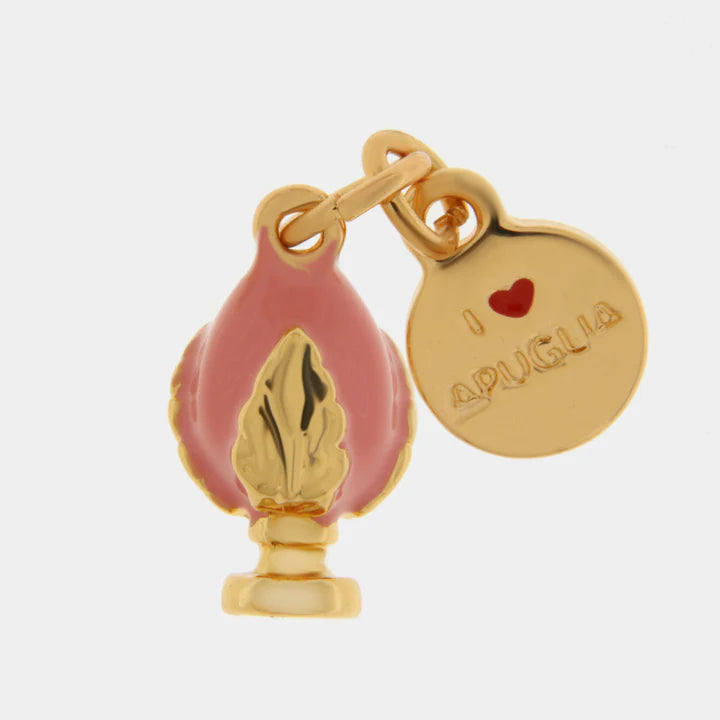 BY SIMON-Ciondolo in Metallo con pumo rosa