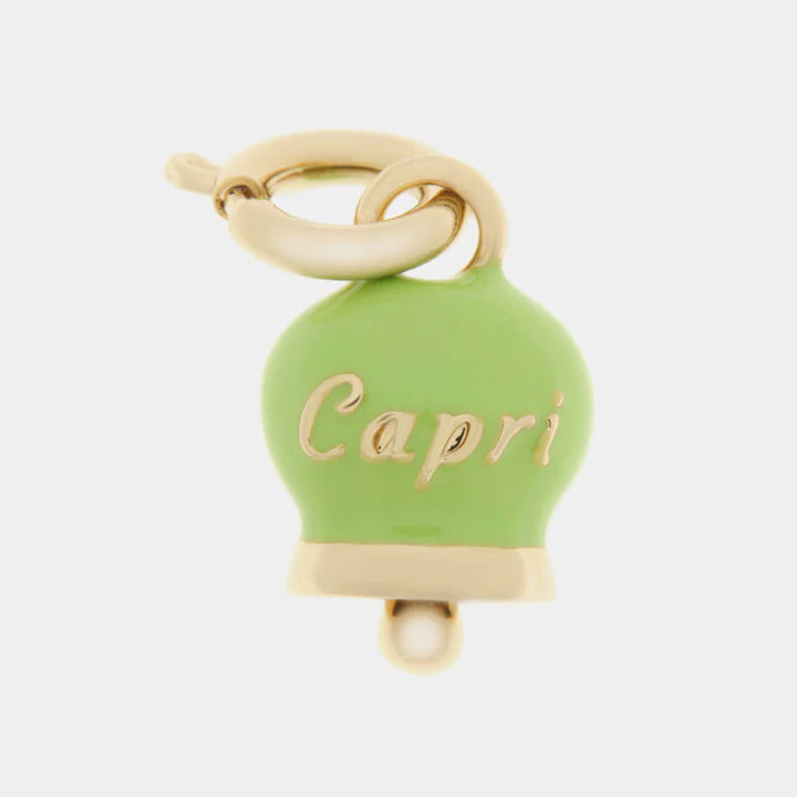 BY SIMON-Ciondolo in Metallo con campanella verde scritta capri