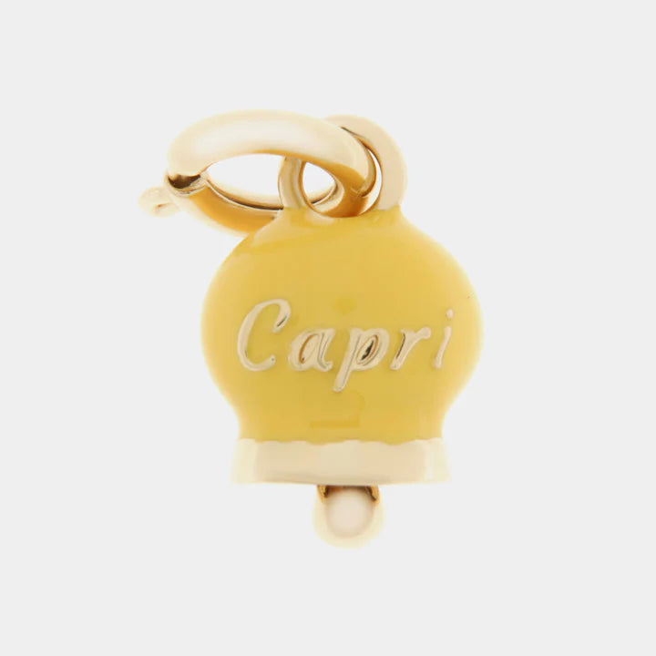 BY SIMON-Ciondolo in Metallo campanella giallo con scritta Capri