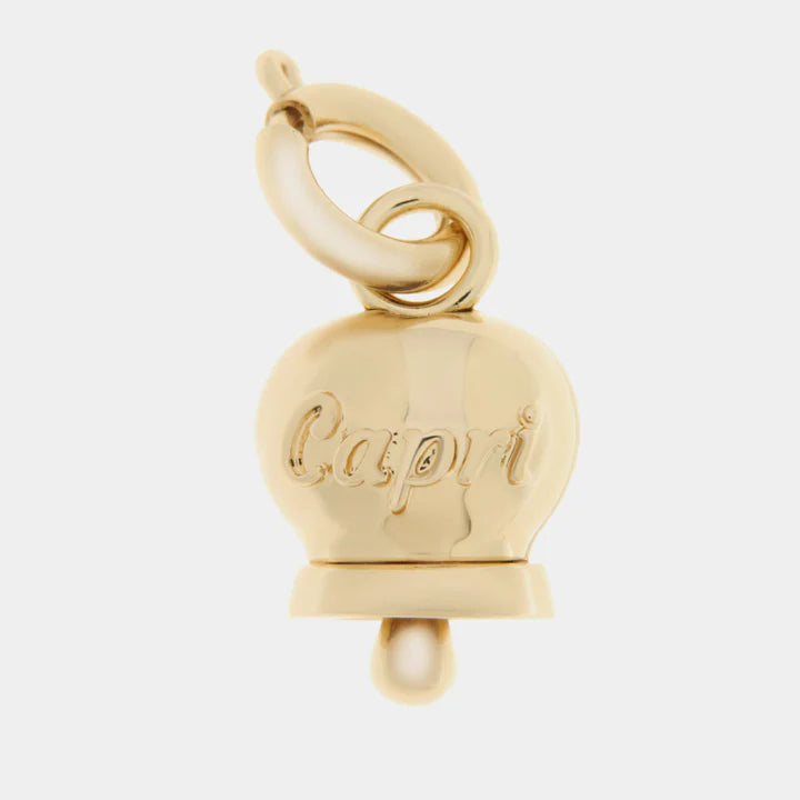BY SIMON-Ciondolo in Metallo con campanella gold scritta capri