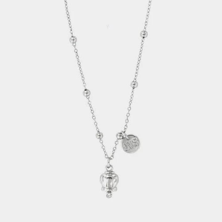 BY SIMON-Collana in Metallo con campanella portafortuna pendente, impreziosita da cristalli
