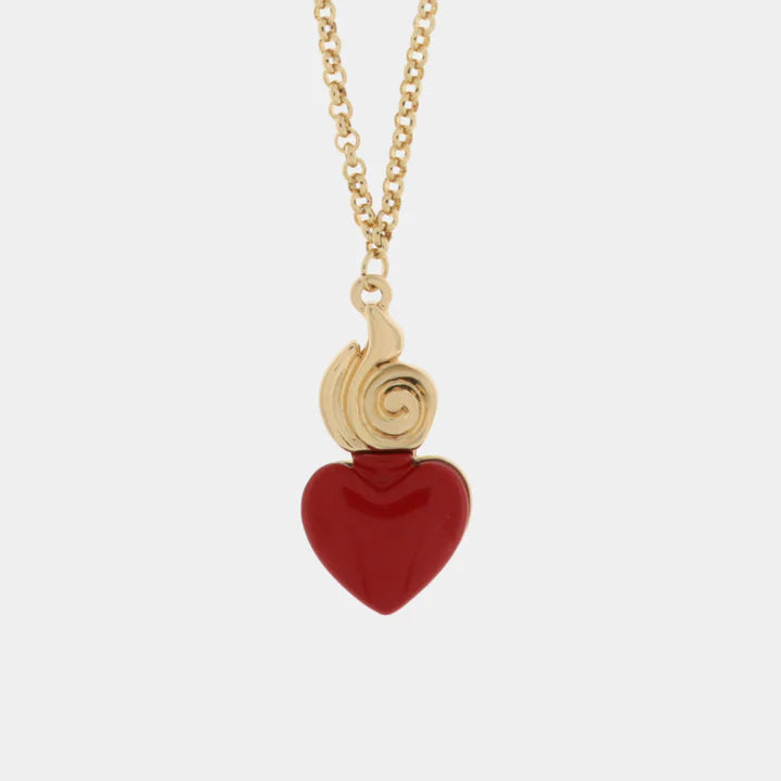 BY SIMON-Collana in Metallo con cuore sacro rosso