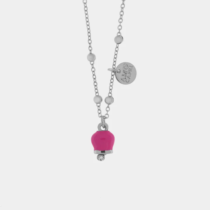BY SIMON-Collana in Metallo con campanella portafortuna pendente, impreziosita da smalto e cristalli