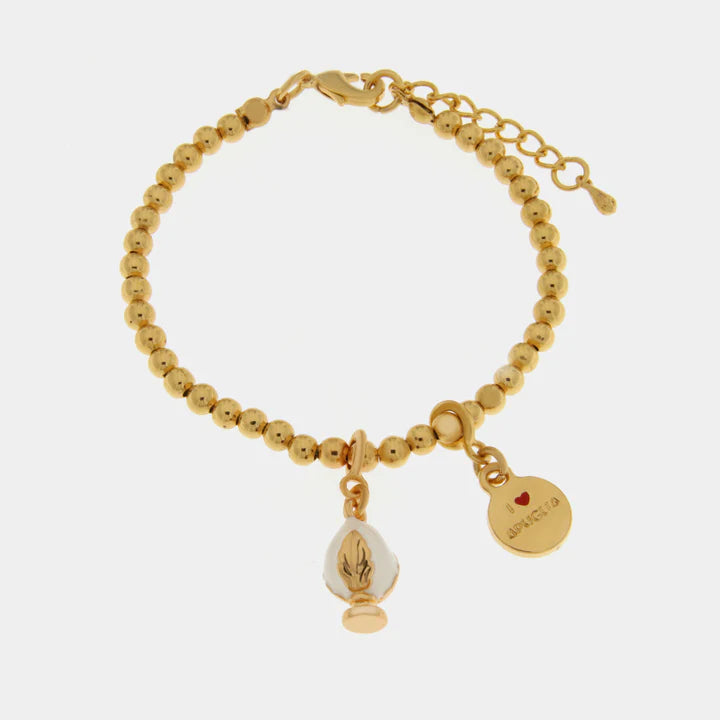 BY SIMON-Bracciale in Metallo con pumo bianco