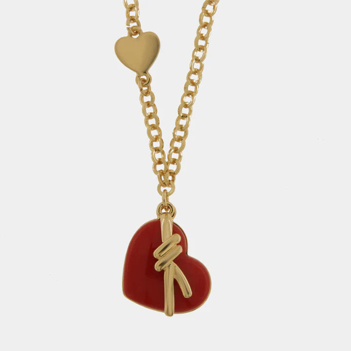 BY SIMON-Collana in Metallo con cuore rosso e nodo
