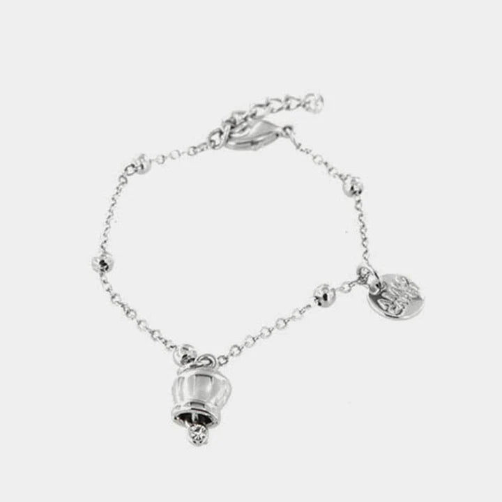 BY SIMON-Bracciale in Metallo con campanella portafortuna pendente, impreziosita da punto luce