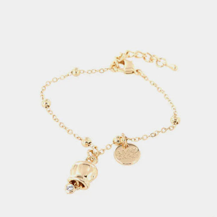 BY SIMON-Bracciale in Metallo con campanella portafortuna pendente, impreziosita da punto luce