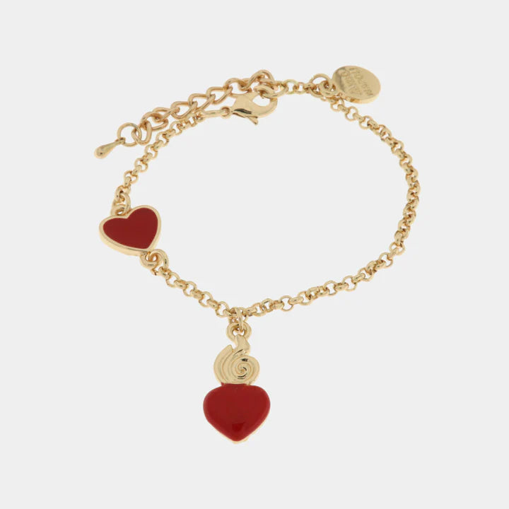 BY SIMON-Bracciale in Metallo con cuore sacro rosso