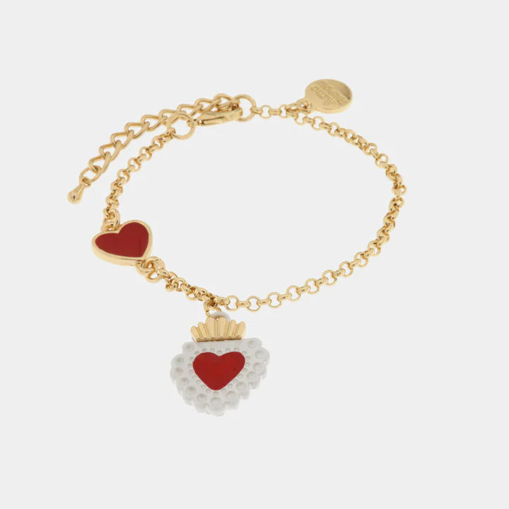 BY SIMON-Bracciale in Metallo con cuore sacro pendente