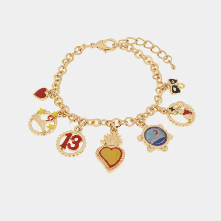 BY SIMON-Bracciale in Metallo cuo cuore sacro, Vesuvio, San Gennaro, maschera, 13