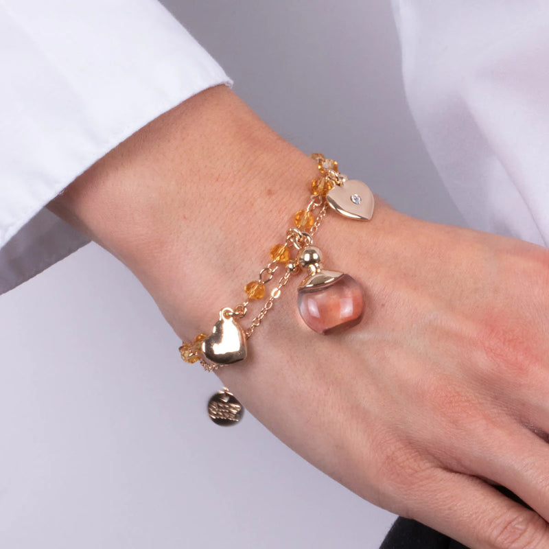 By Simon - Bracciale in Metallo con profumo rosa per pietre gialle