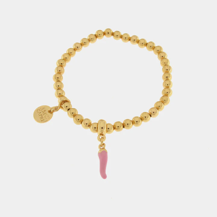 BY SIMON-Bracciale in Metallo con cornetto rosa