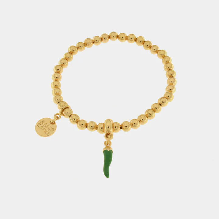 BY SIMON-Bracciale in Metallo con cornetto verde