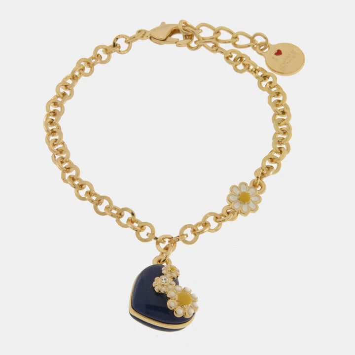BY SIMON-Bracciale in Metallo con cuore blu e fiori