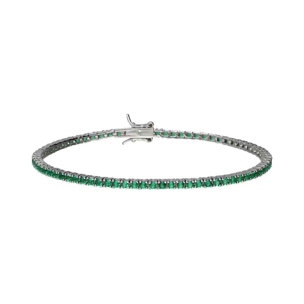 PREZIOSI ARGENTO 925 - Bracciale tennis verde argento 925