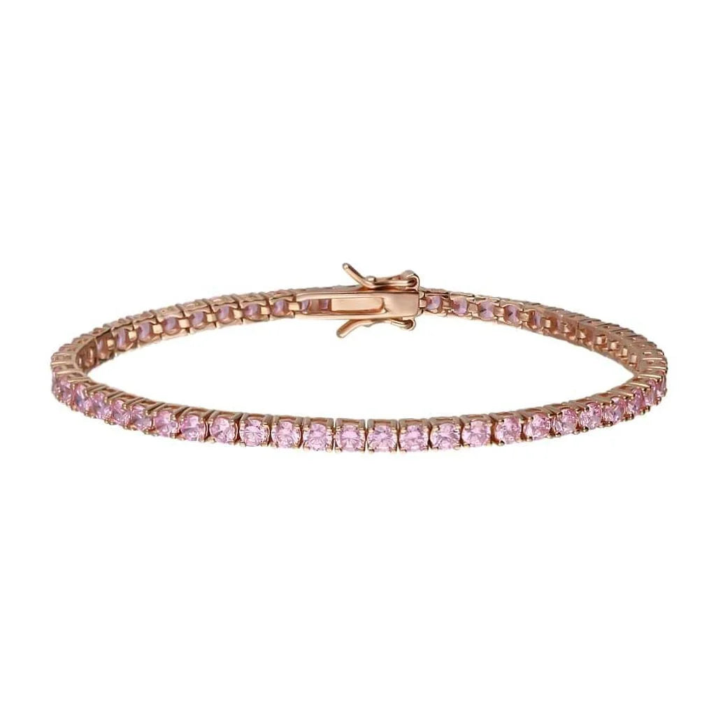 PREZIOSI ARGENTO 925 - Bracciale tennis argento 925 rosa