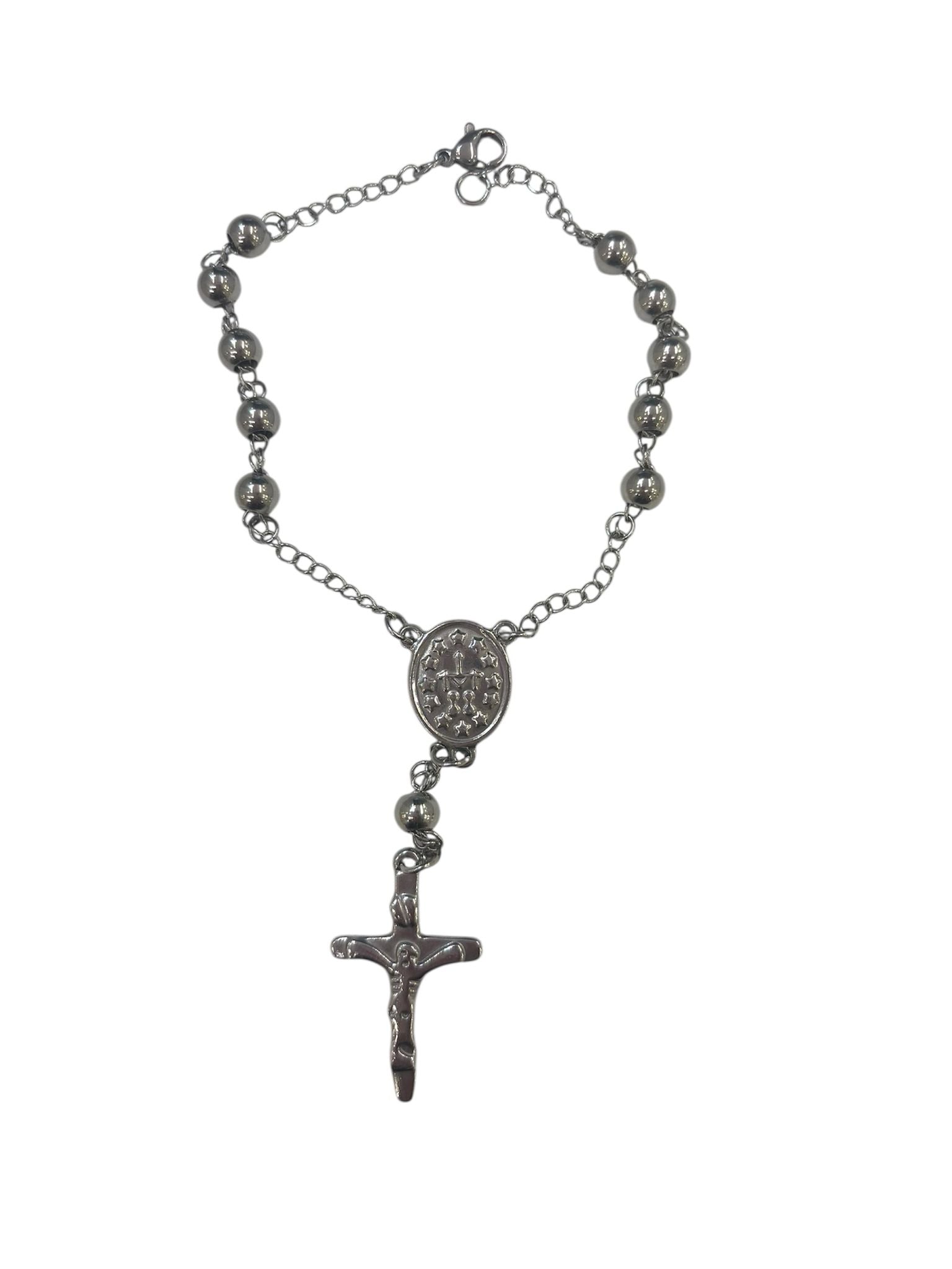 bracciale acciaio rosario