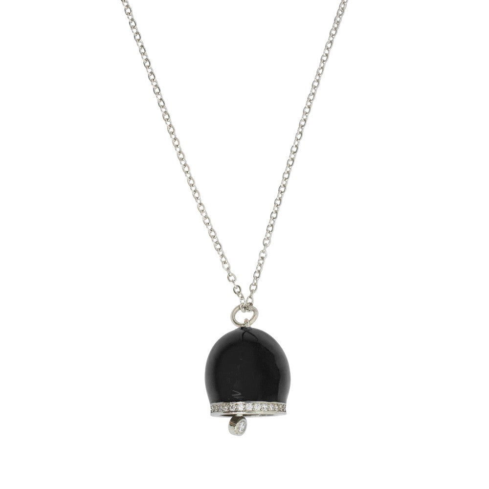 BY SIMON-Collana con campanella nera e zirconi