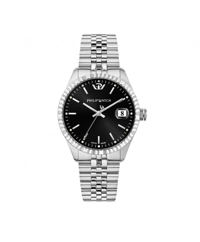 Philip Watch - Caribe 39mm 3h black dial br ss